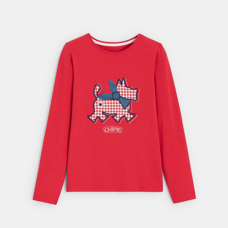 T-shirt Scottish brodé rouge fille Chipie