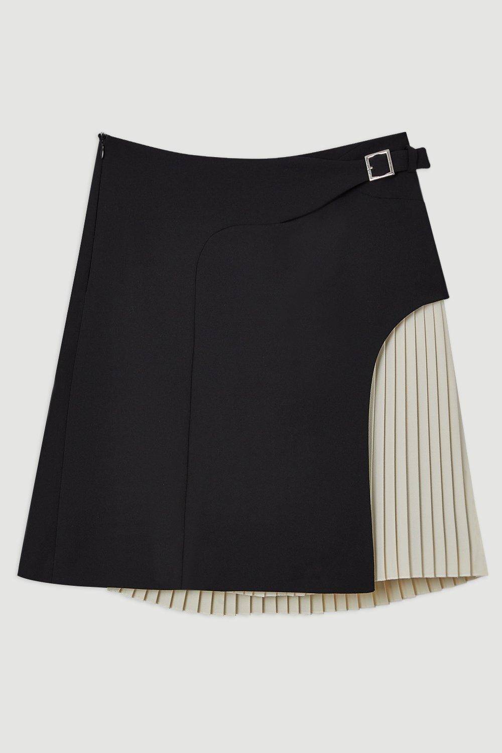 KarenMillen Mini-jupe Plissée Ajustée avec Détail Boucle