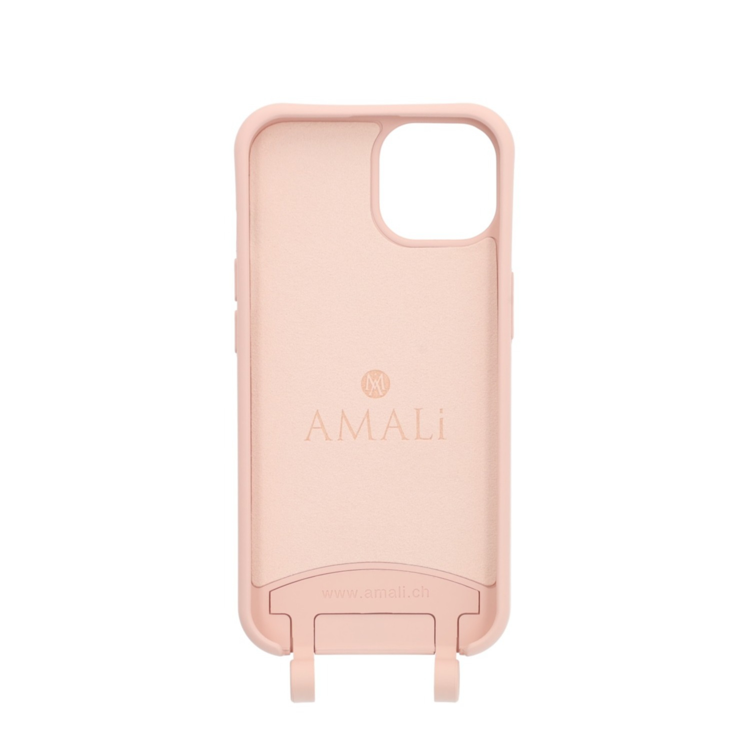 iPhone 15 Handy Hülle Elegantes Case mit abnehmbarem Necklace Adapter - Pink / Silver