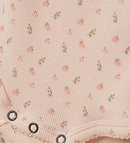 Lil' Atelier Body l/ä - Rib - NbfGago - Peach Blush m. Blumen