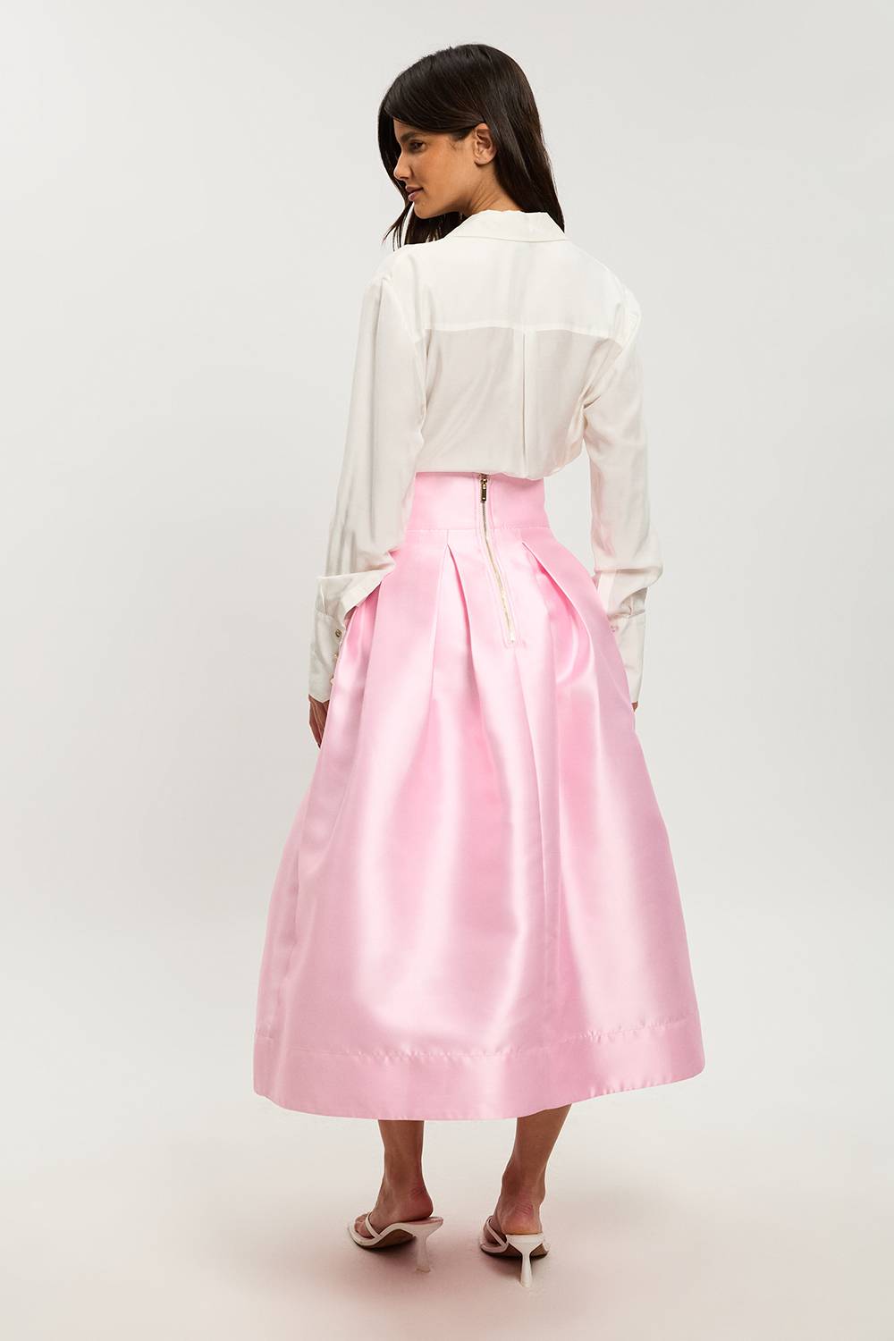 KarenMillen Jupe Longue Plissée En Twill Tissé Petite