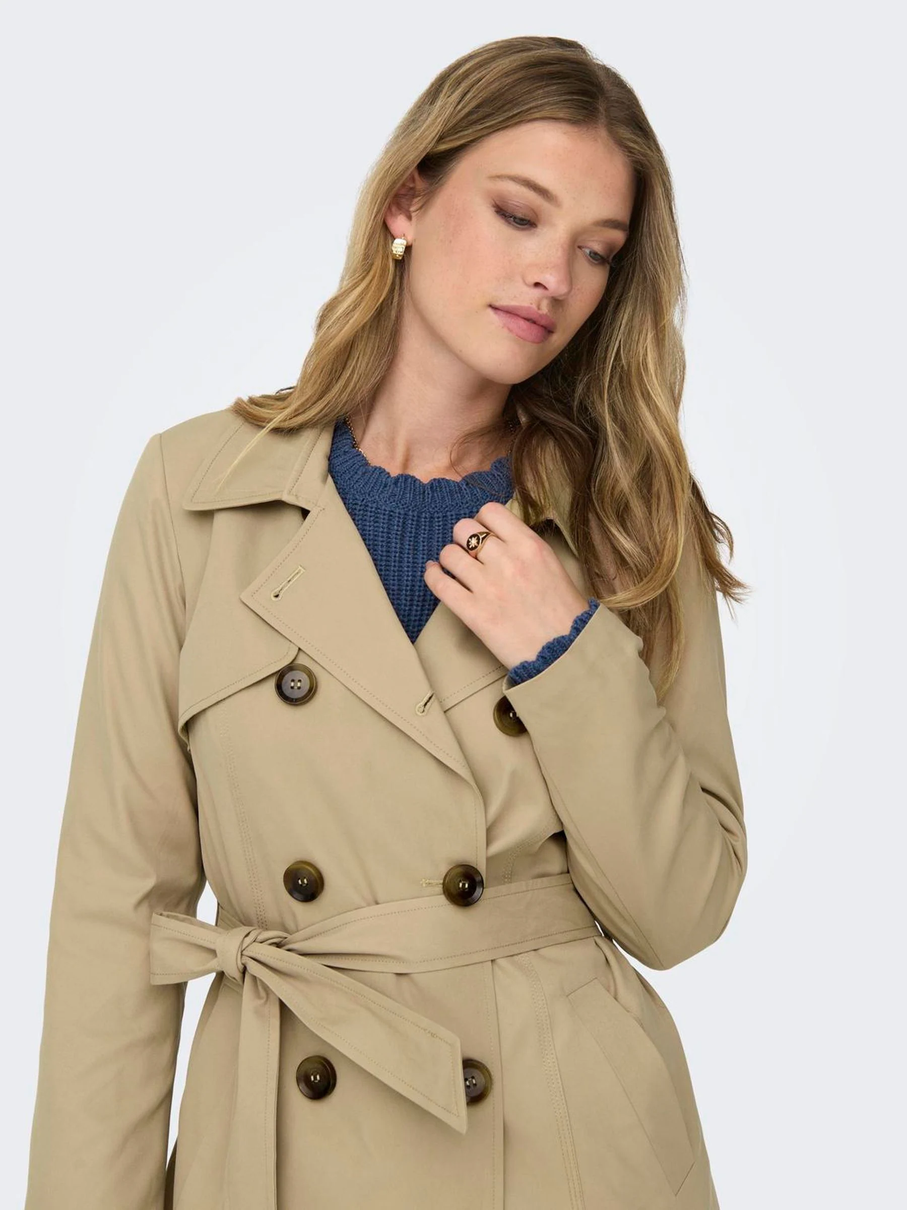 ONLY Double Breasted Classic Trench Coat
