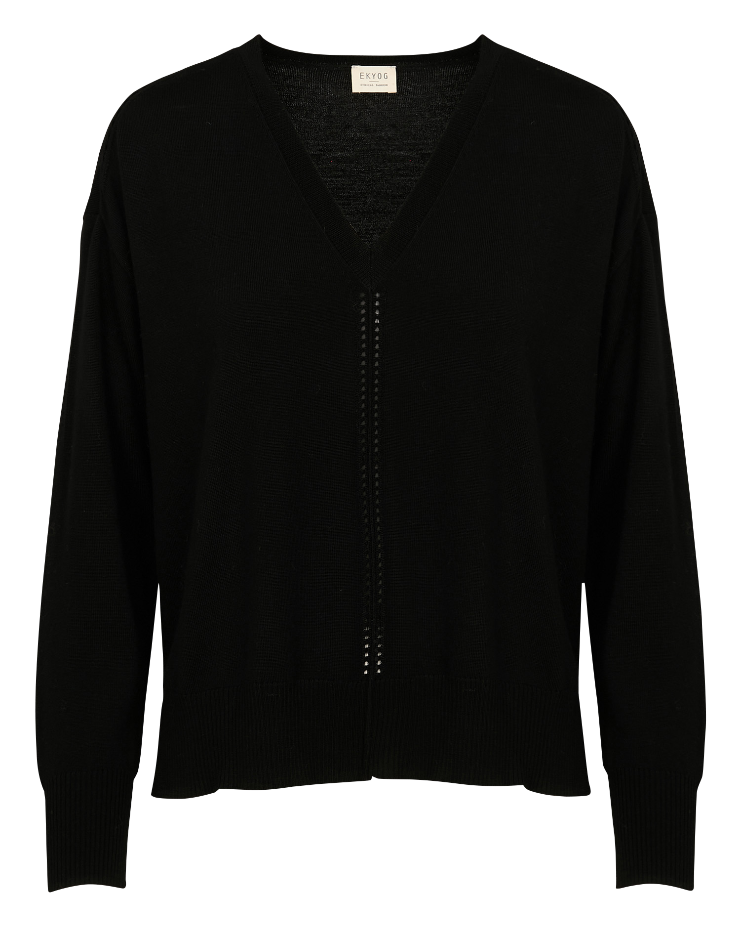 MAKITA - Pull droit col V en laine | Noir