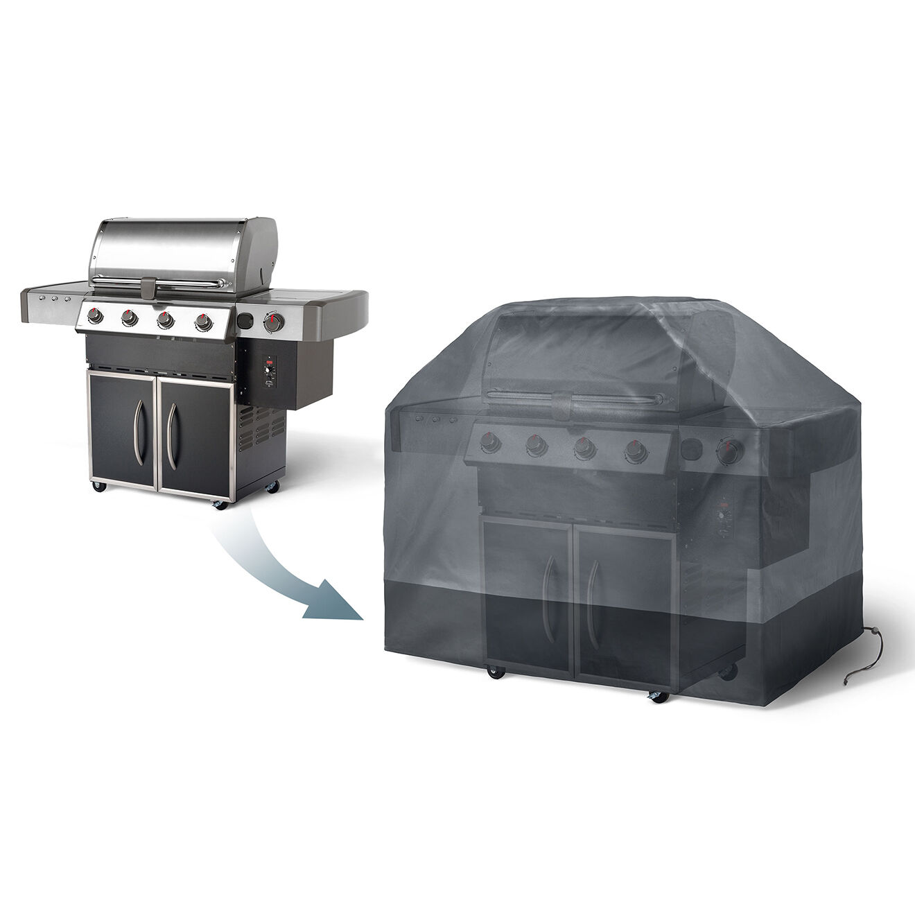 Pratik Garden Housse de protection pour barbecue xxl gris/noir - 150x60x110 cm