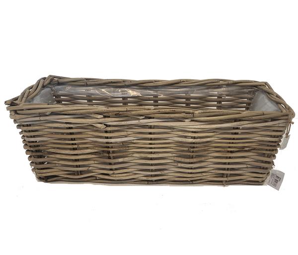 Van der Leeden Rattan-Pflanzkasten, graubraun