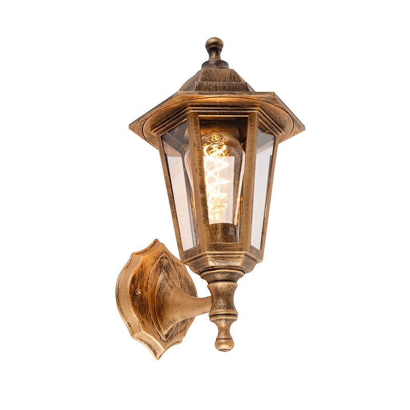 Antieke buitenwandlamp, goud, IP44 - New Haven