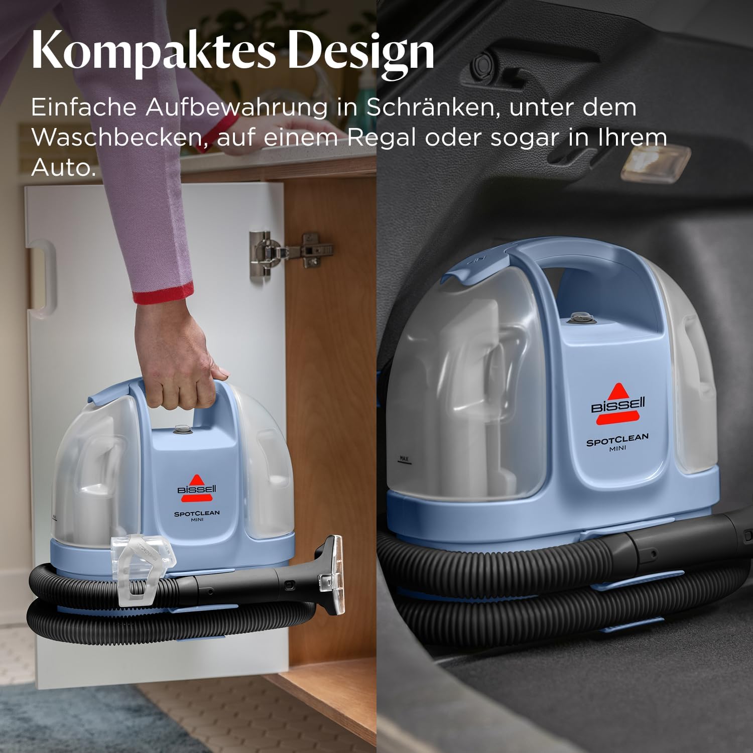 BISSELL SpotClean Mini Polsterreiniger Gerät mit Kabel, Tragbarer Teppichreiniger, Ideal für schnelle Reinigungen, Kompakt & Leicht Waschsauger, Mobiler Nasssauger für Auto, Boot, Sofa & Mehr, 4103N