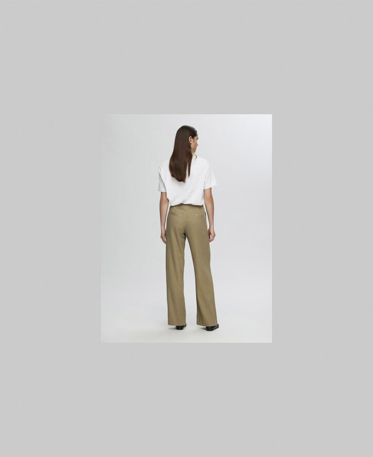Selected Femme SLFTANIA-ELIANA HW WIDE PANT EX Covert green