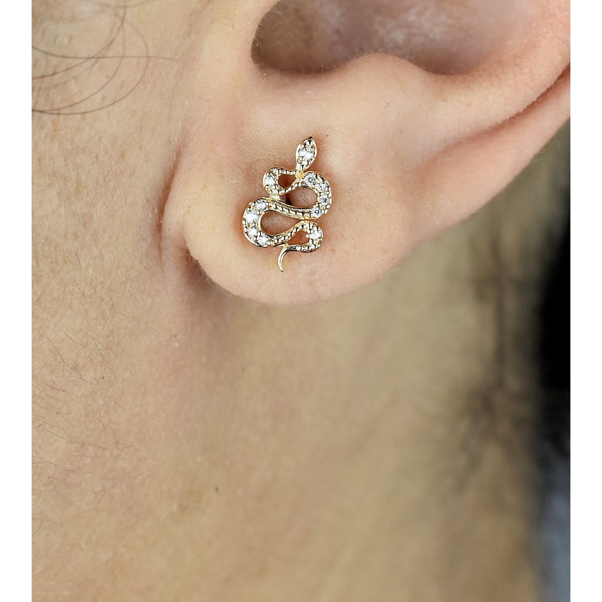 Boucles d'oreilles serpent serti d'oxydes de zirconium Plaqué OR 750 3 microns
