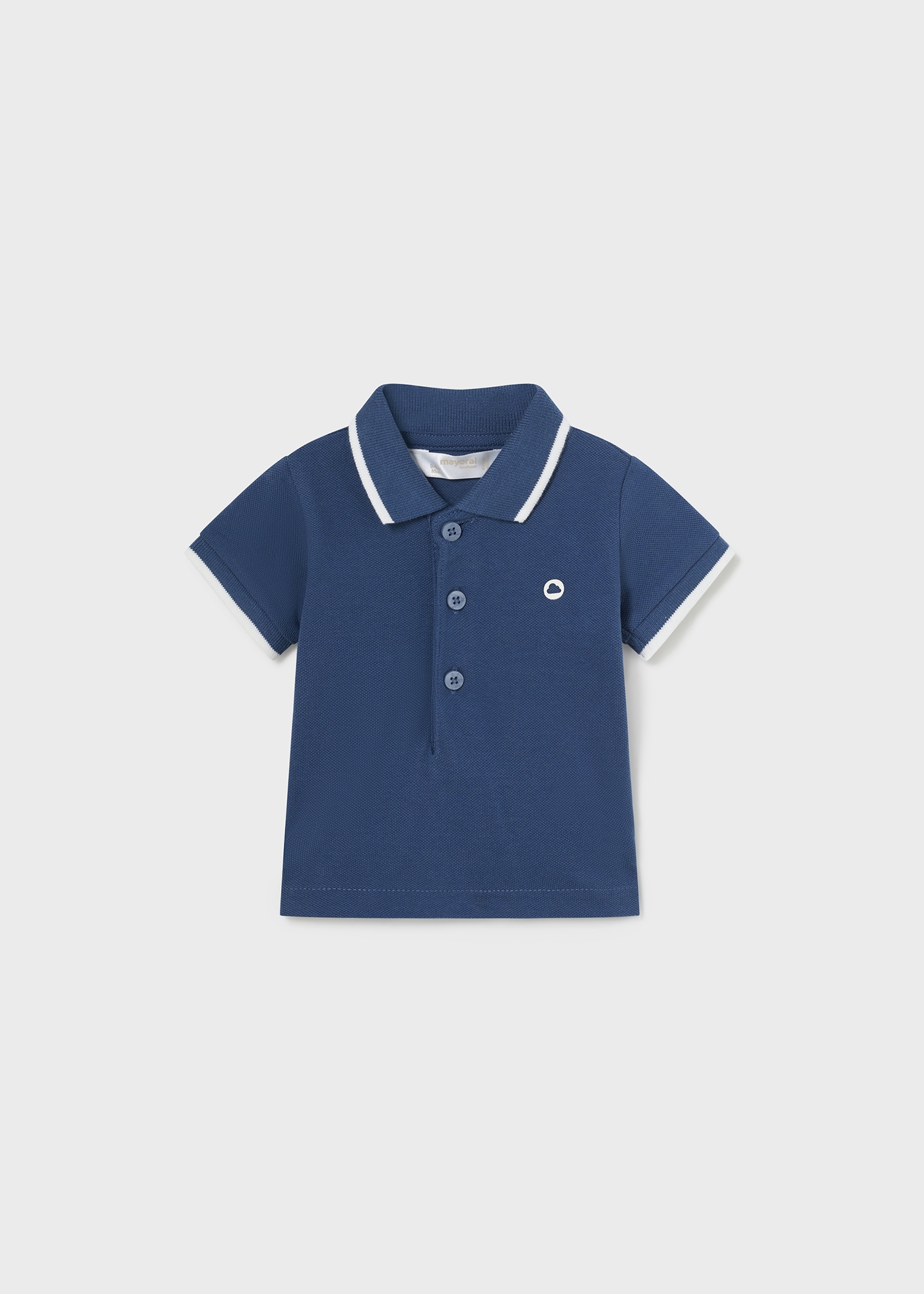Camisa polo Better Cotton Contrast para recém-nascidos, branca