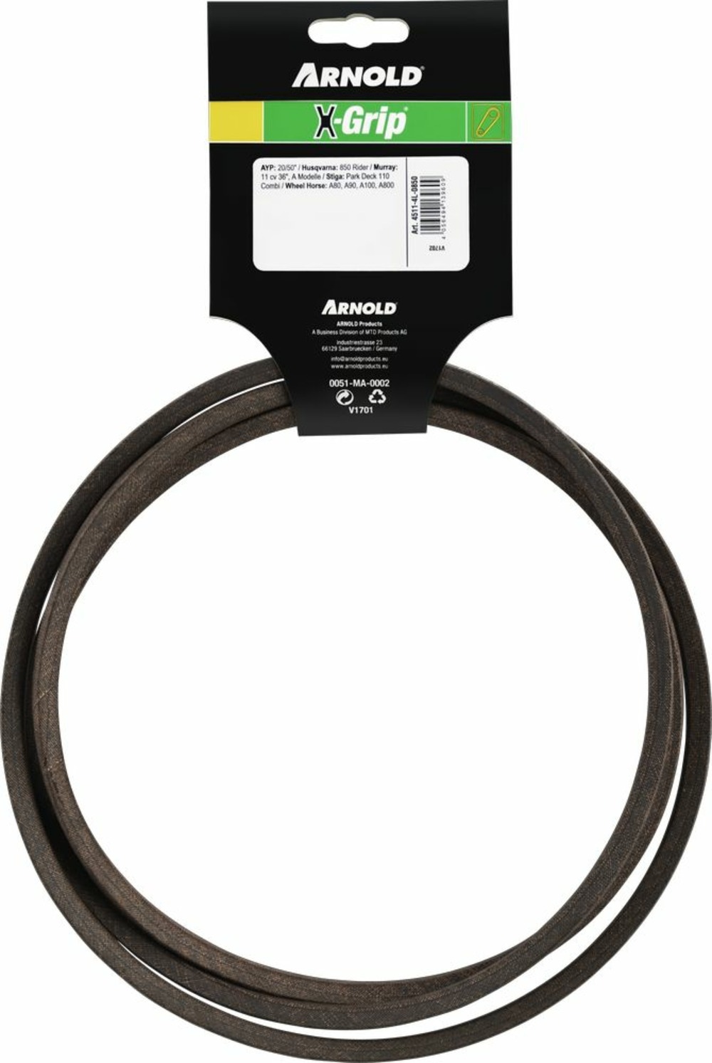 Courroie trapézoïdale x-grip v de type 4l850