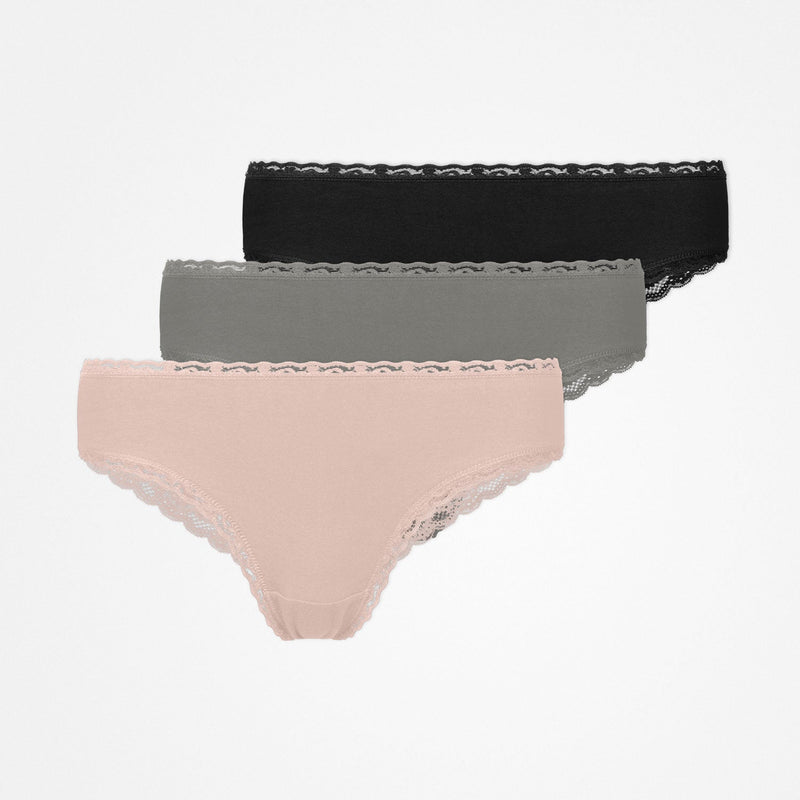 Brazilian Slips mit Spitze aus Bio-Baumwolle Mix (Apricot/Grün/Schwarz)