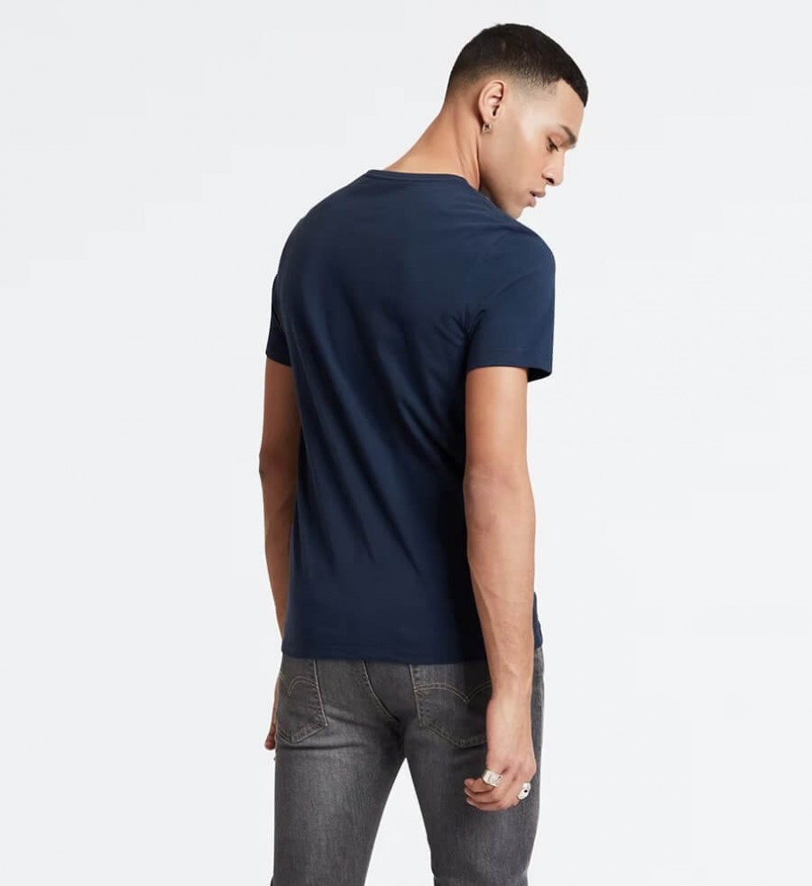 Conjunto de 2 camisetas Levi's nas cores azul-marinho e branca.