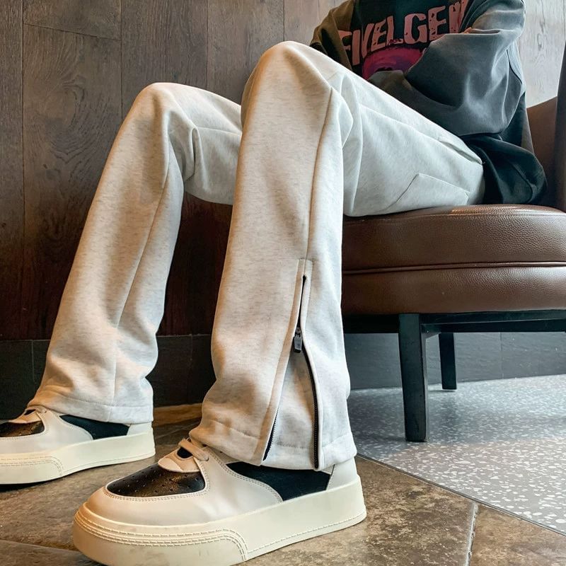 Wescosso - Hoge taille effen rechte joggingbroek