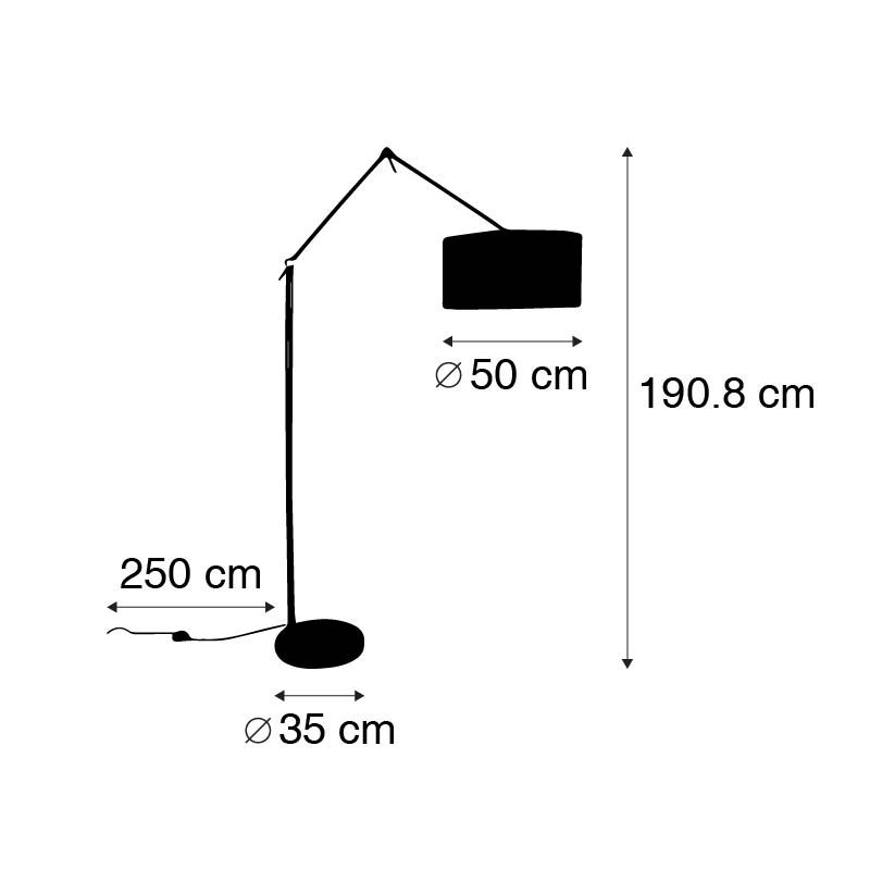 Moderne vloerlamp goud velours kap zwart 50 cm - Editor