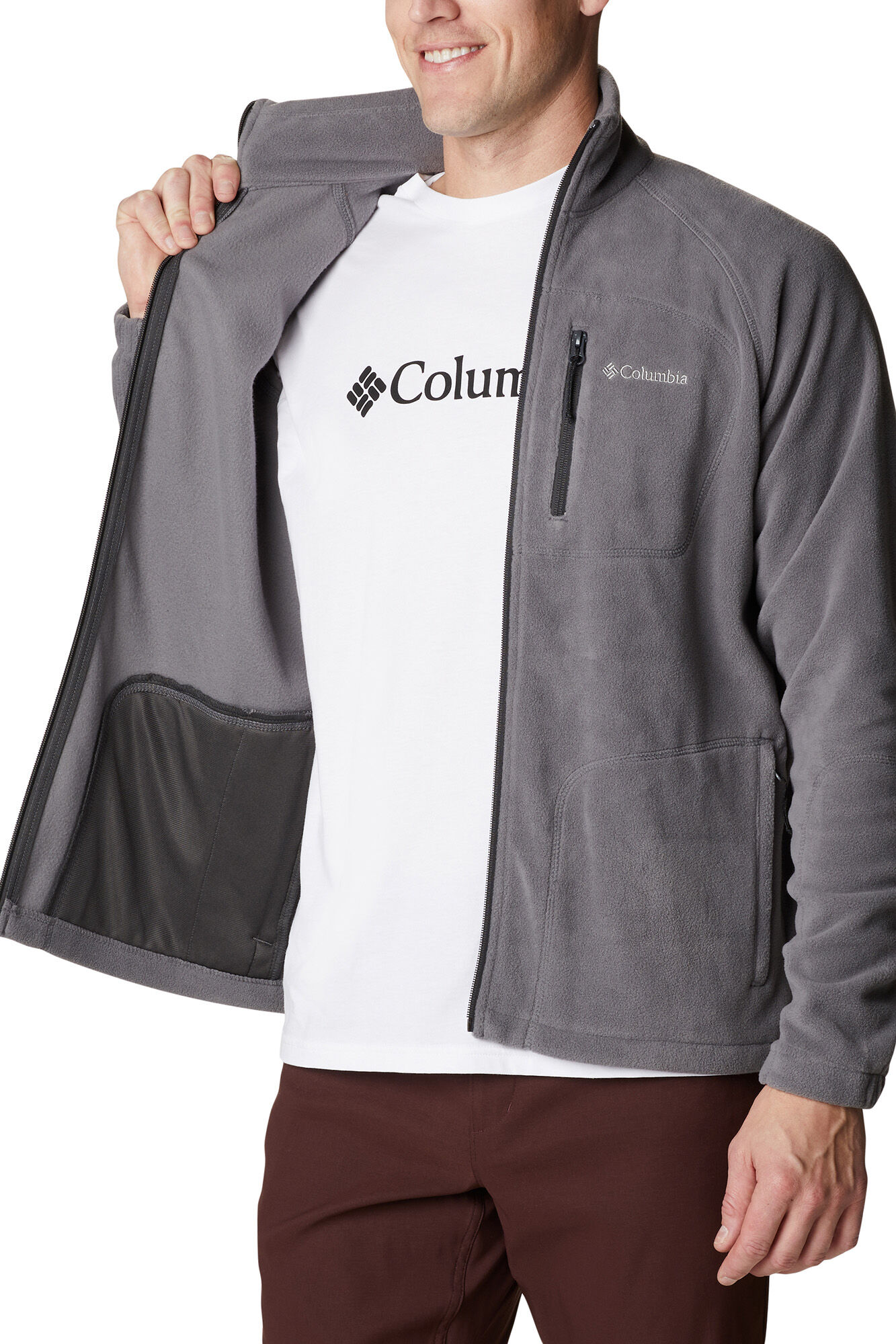 Casaco de lã com zíper Columbia Fast Trek™ para homem - Cinza escuro