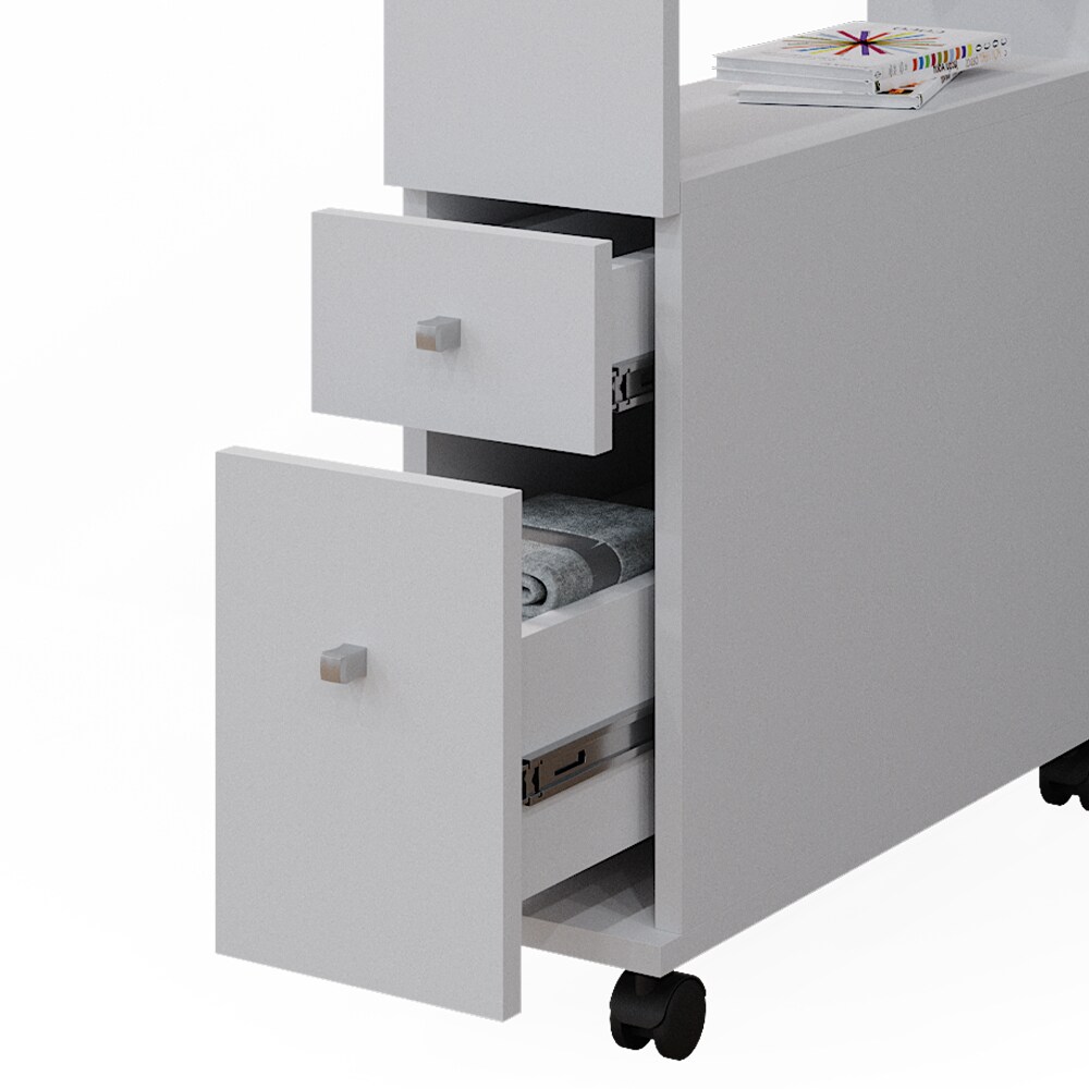 Vicco Badschrank Fynn Weiß 18 x 62 cm 2 Schubladen