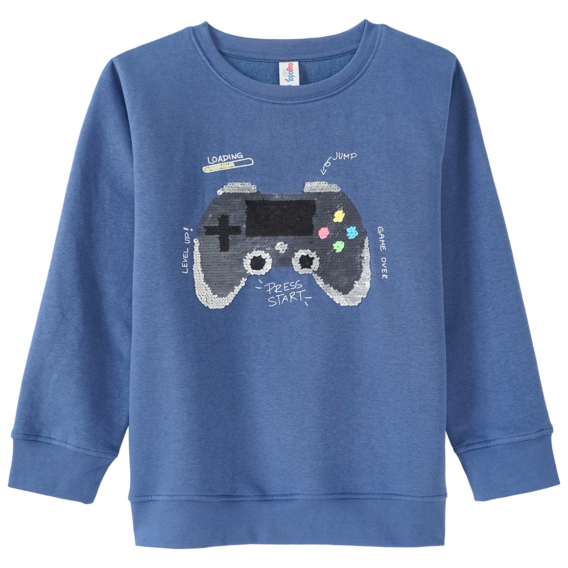 Topolino Jungen Sweatshirt mit Wendepailletten hellblau