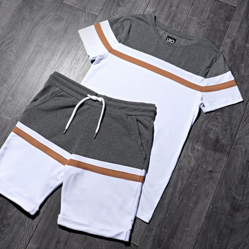 Short Jogging Tricolore 1058 Anthracite Blanc Camel