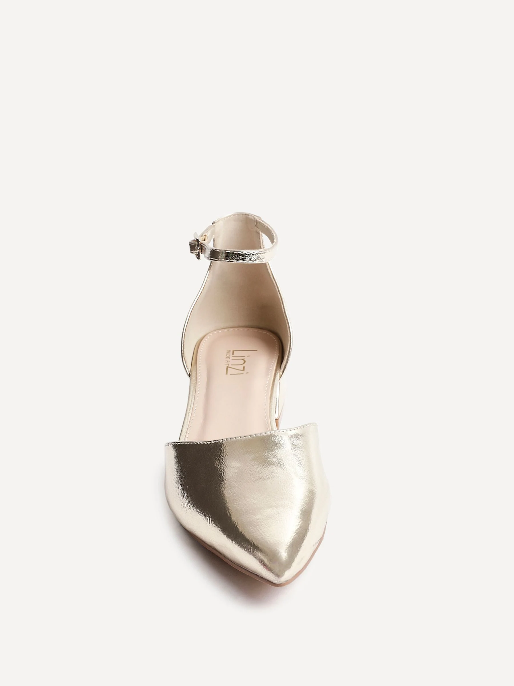 Goud - Linzi Dolly pumps met lage blokhak en wijde pasvorm