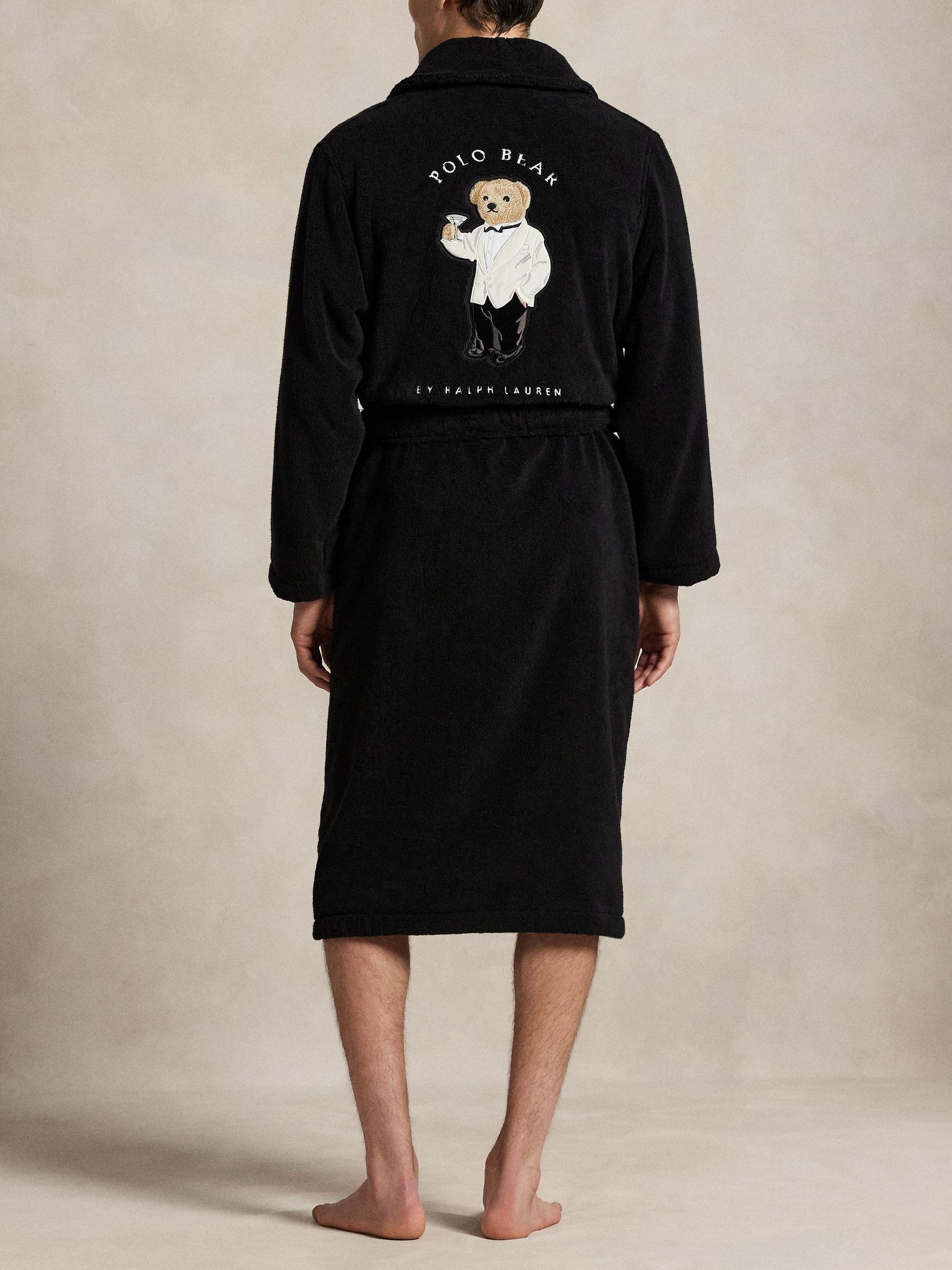 Polo Ralph Lauren Martini Bear Print Embroidered Towelling Robe