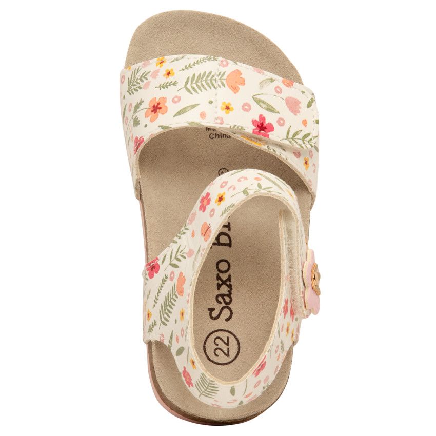 Sandales blanches à double scratchs imprimé floral pour bébé fille - Blanc