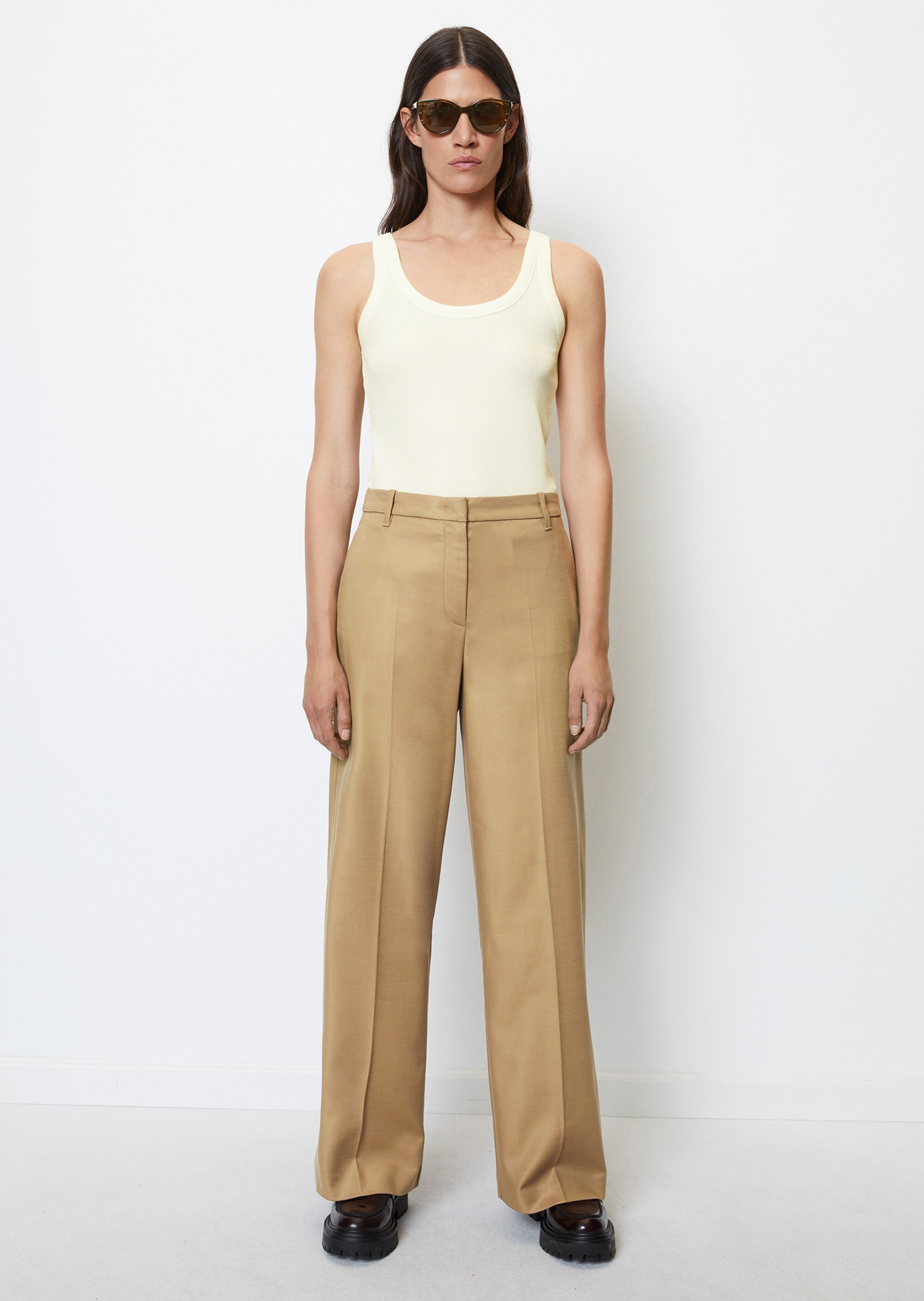 Straight Leg Pants aus Baumwolle-Viskose-Stretch