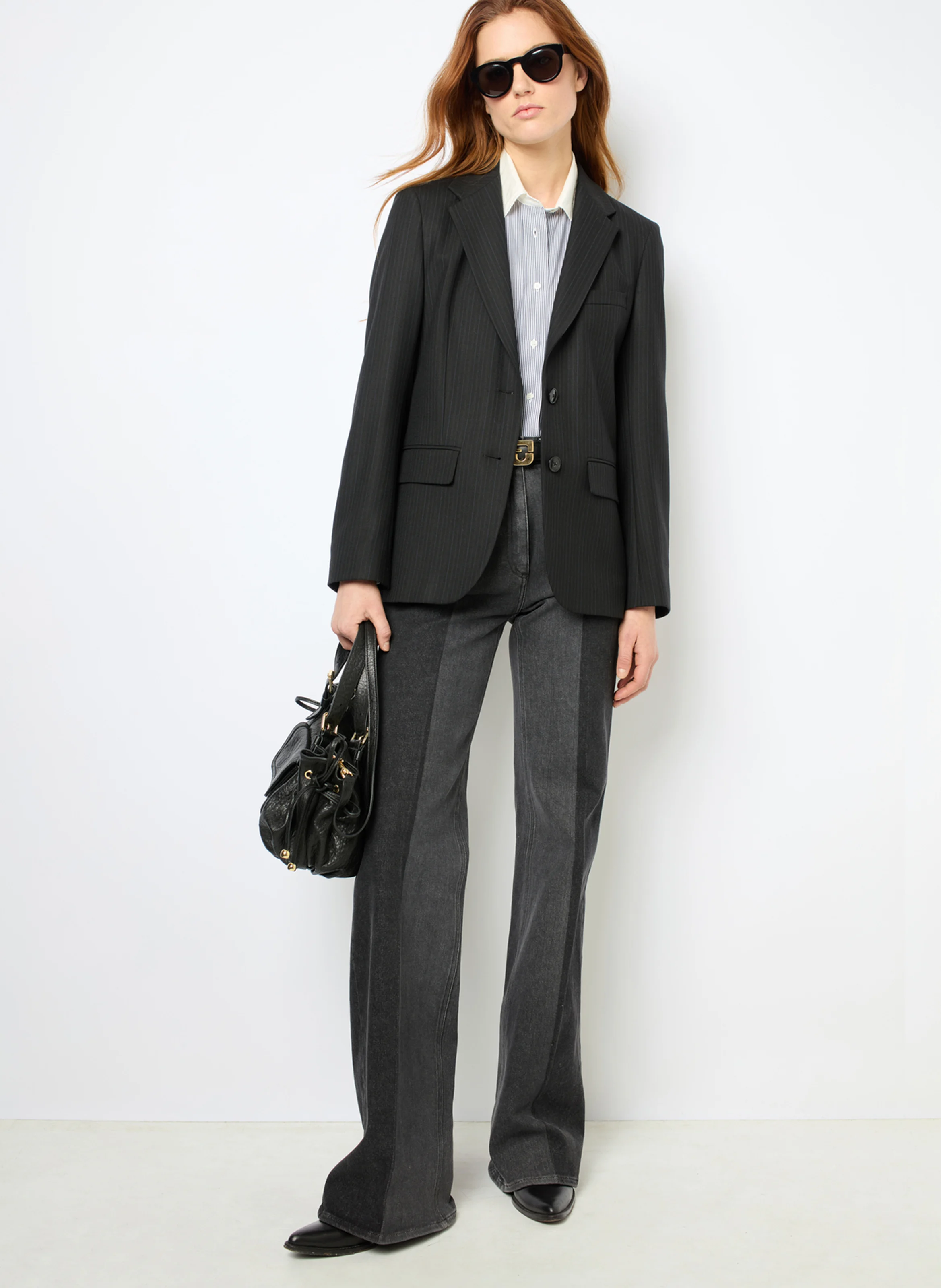 MARYLOU - Blazer imprimé fines rayures, | Noir