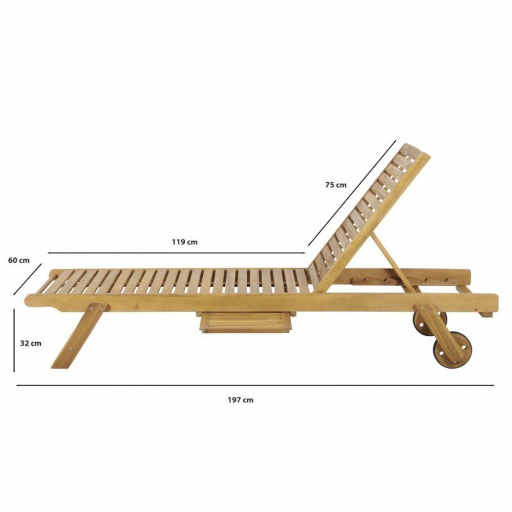 Bain de soleil mola en bois d'acacia fsc avec matelas ondulo vert