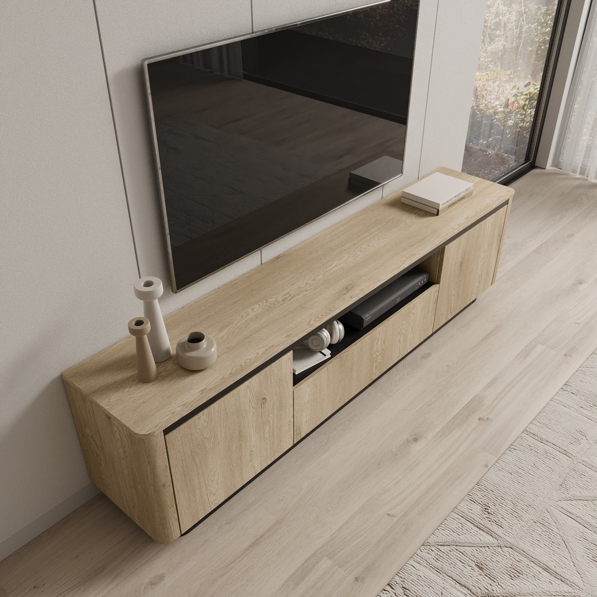 Meubella - Taywan - TV-Meubel - Eiken - 200 cm