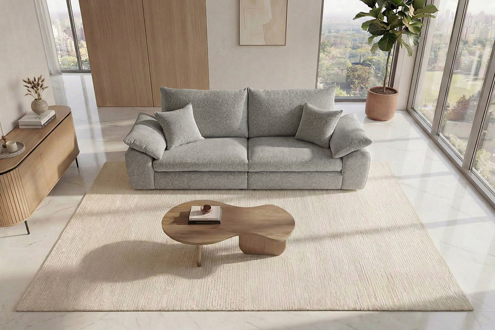Stilvolles Big Sofa SOHO 260cm grau Chenille 4-Sitzer Couch mit Wellenunterfederung