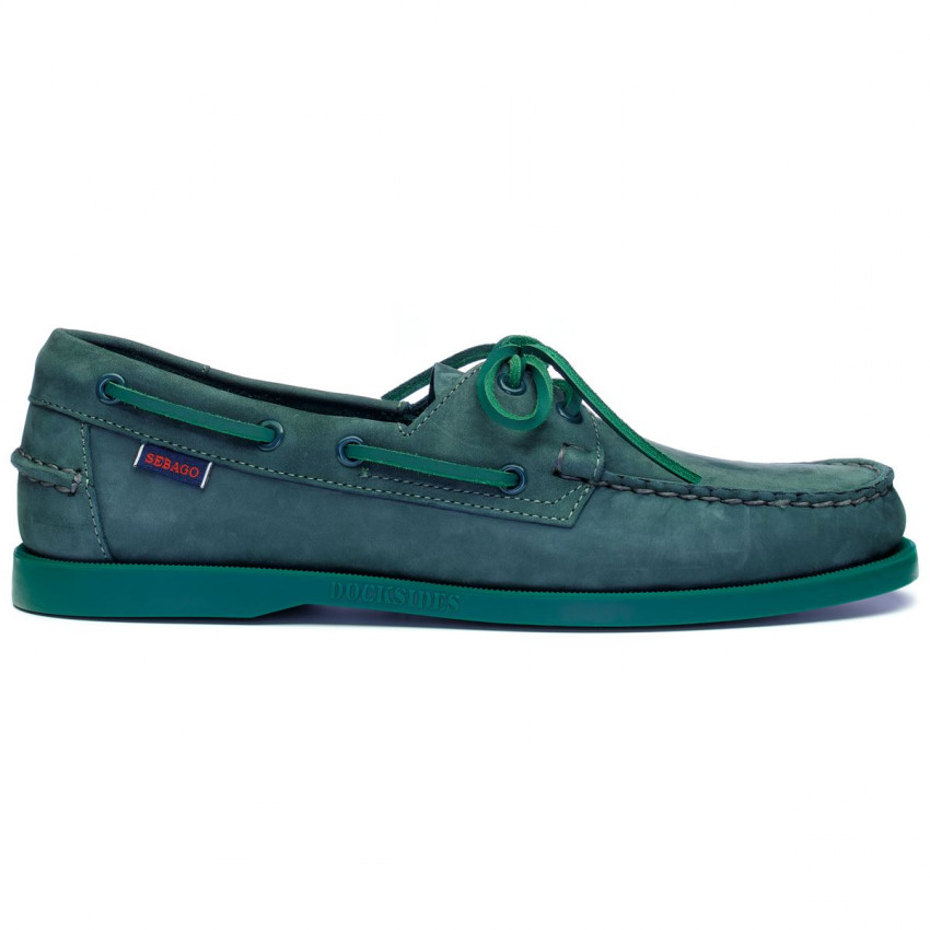 DOCKSIDES NUBUCK Indigo Green Forest-CHAUSSURES BATEAU POUR HOMME EN NUBUCK INDIGO GREEN FOREST