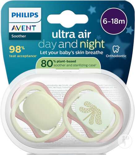Philips Avent Sucette +6m Air Nuit/Day 2 Pièces