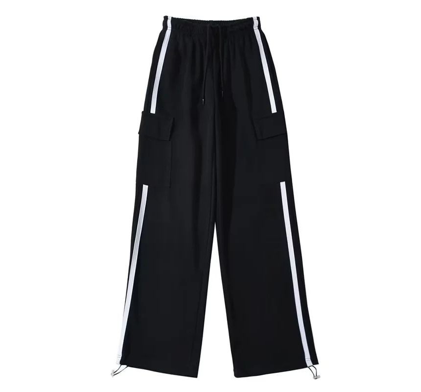 Florentine - Gestreepte cargo-joggingbroek met trekkoord en wijde pijpen