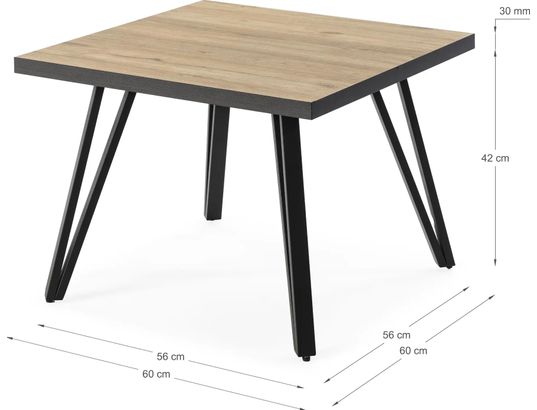 CONCEPT1 - Table basse Sindi chene noir 60 x 60 x 45cm