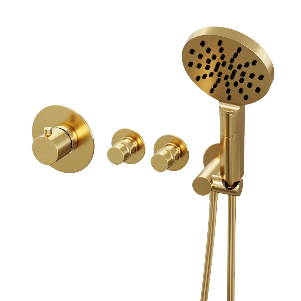 Brauer Gold Edition inbouw badkraan met badvulcombinatie en 3 standen handdouche geborsteld messing PVD