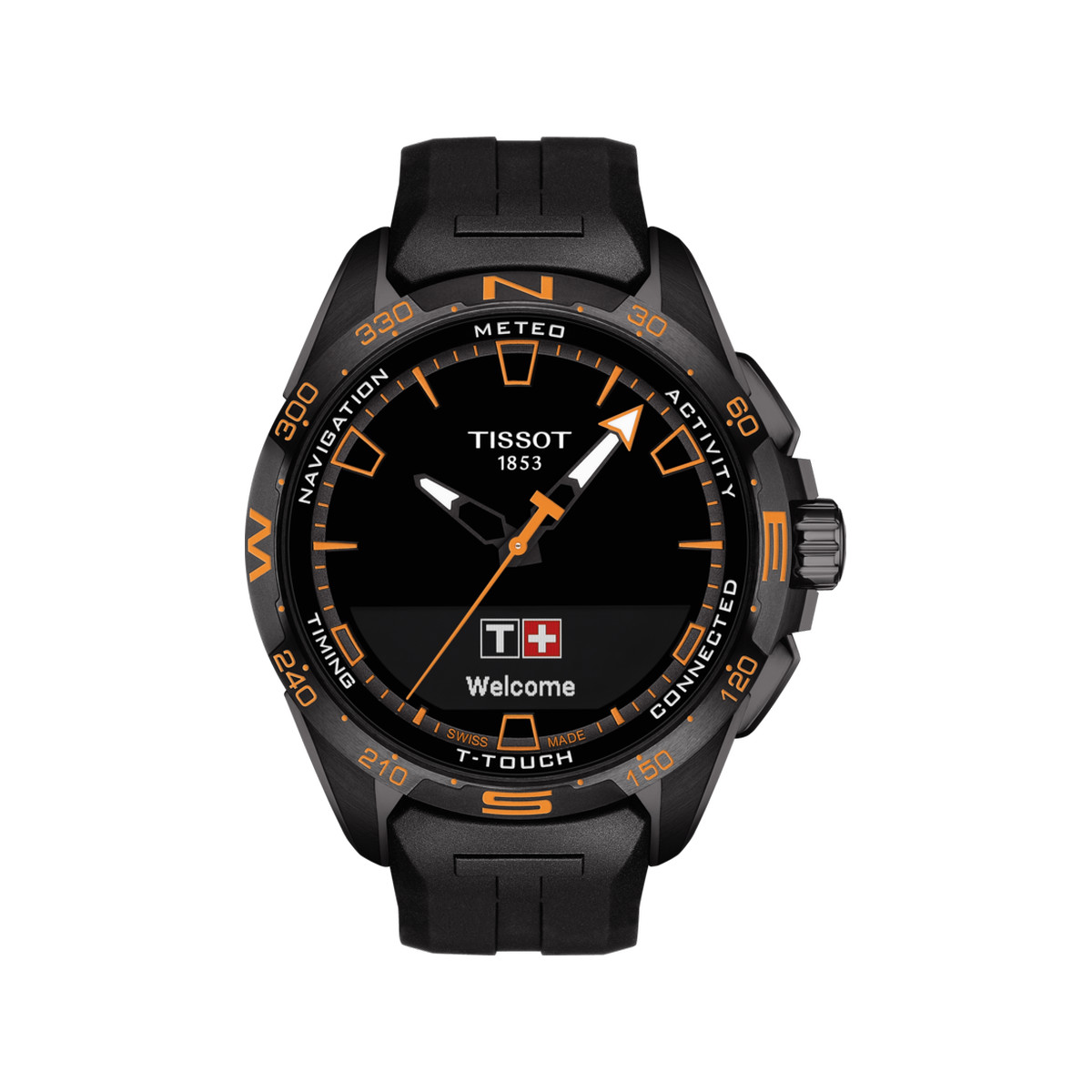 Montre Tissot homme titane noir bracelet caoutchouc noir