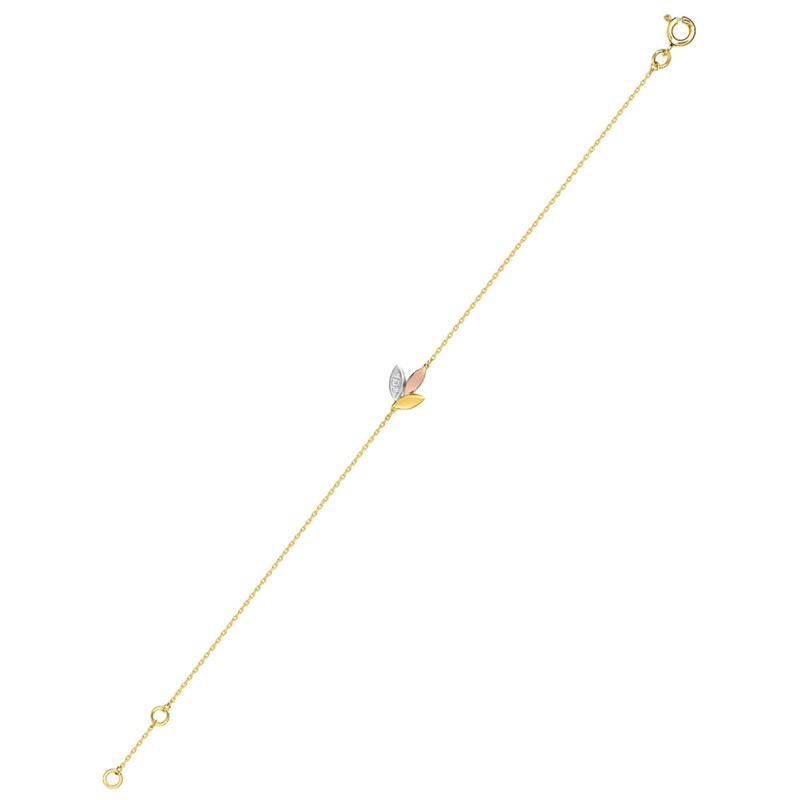 Bracelet Femme - Or 18 Carats - Diamant 0,02 Carats - Longueur : 18 cm