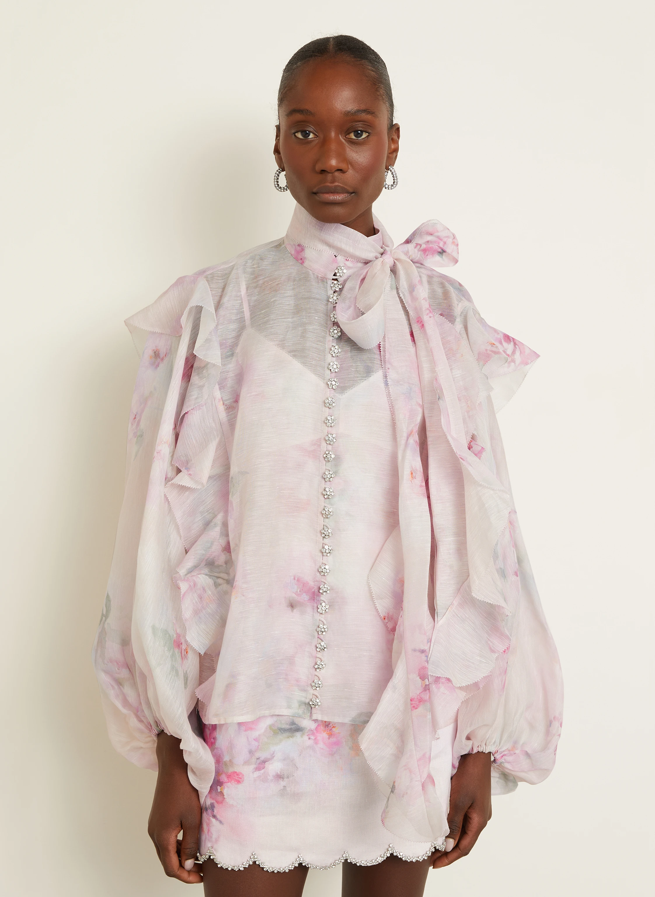 ZIMMERMANN Bluse CRUSH mit abnehmbarer Schluppe und Rüschen