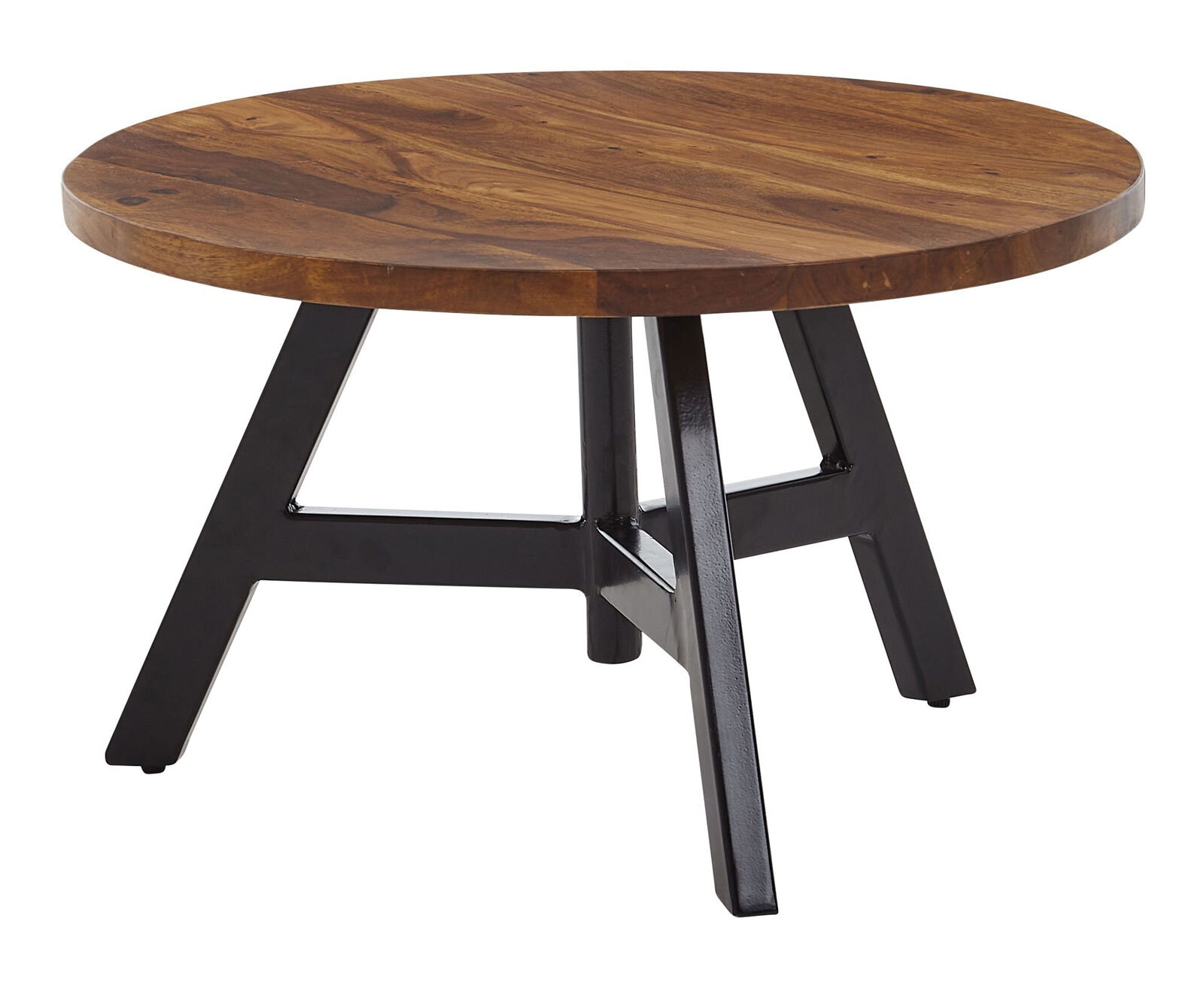 Couchtisch rund Ø 60 cm Sheesham massiv/Schwarz
