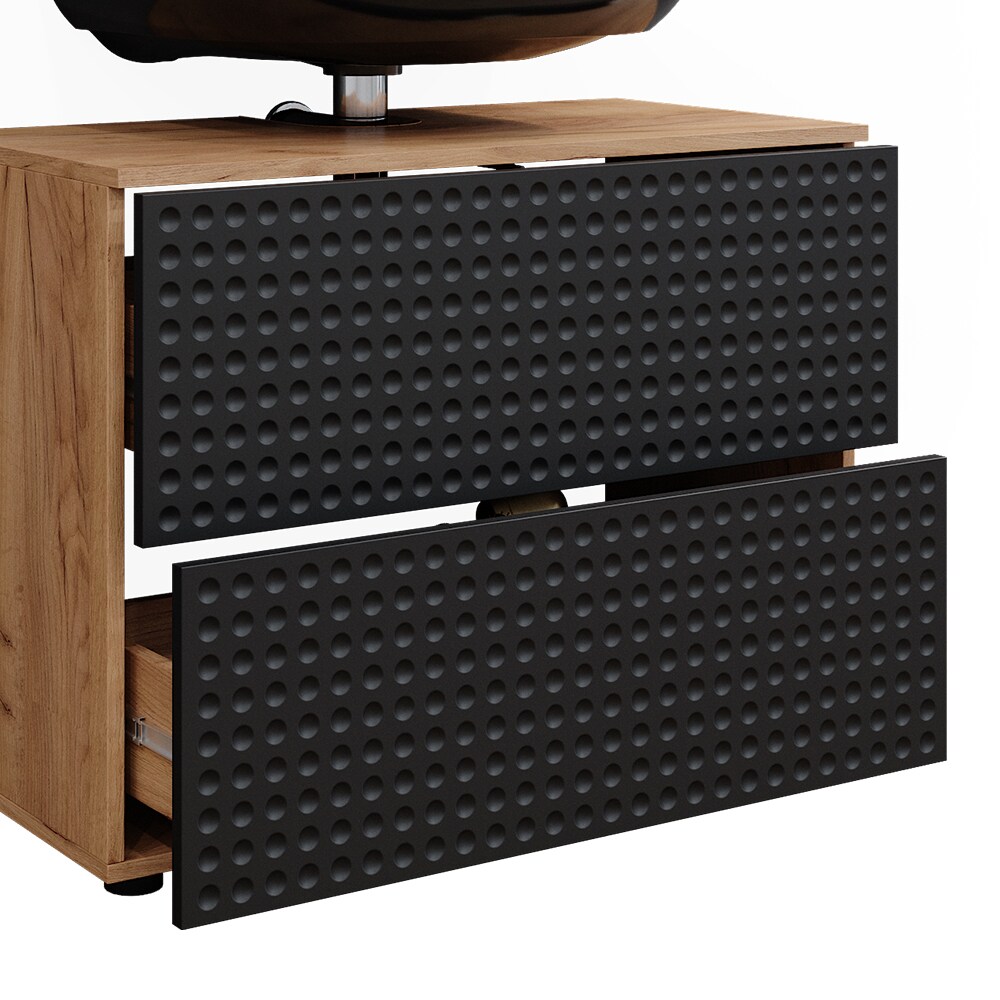 Vicco Badmöbel-Set Irma Eiche Anthrazit 5-teilig Hochschrank Midischrank 81 cm