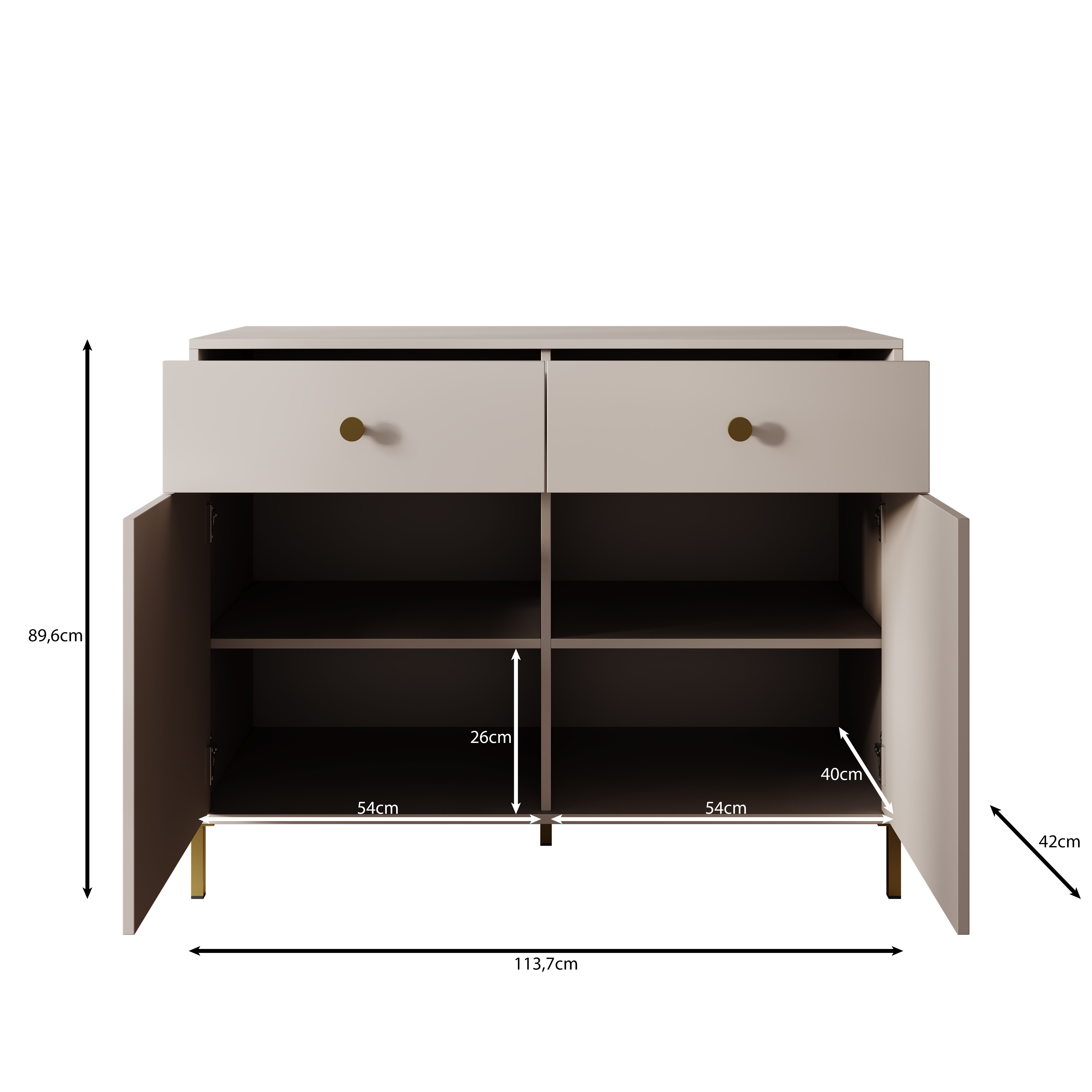 Syran - Dressoir - Beige - 114x42x90 cm