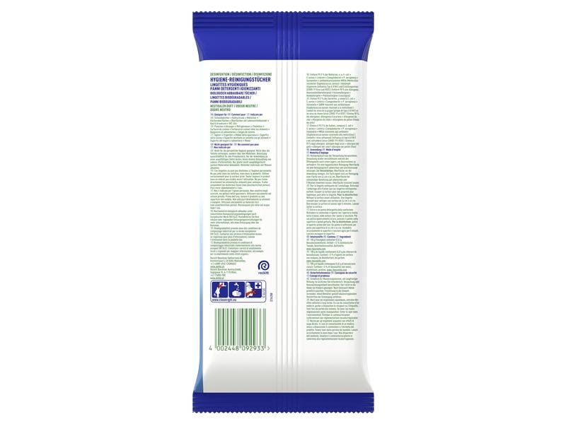 Dettol Desinfektion Hygiene-Reinigungstücher 60 Stück Antibakterieller Oberflächenreiniger mit neutralem Duft