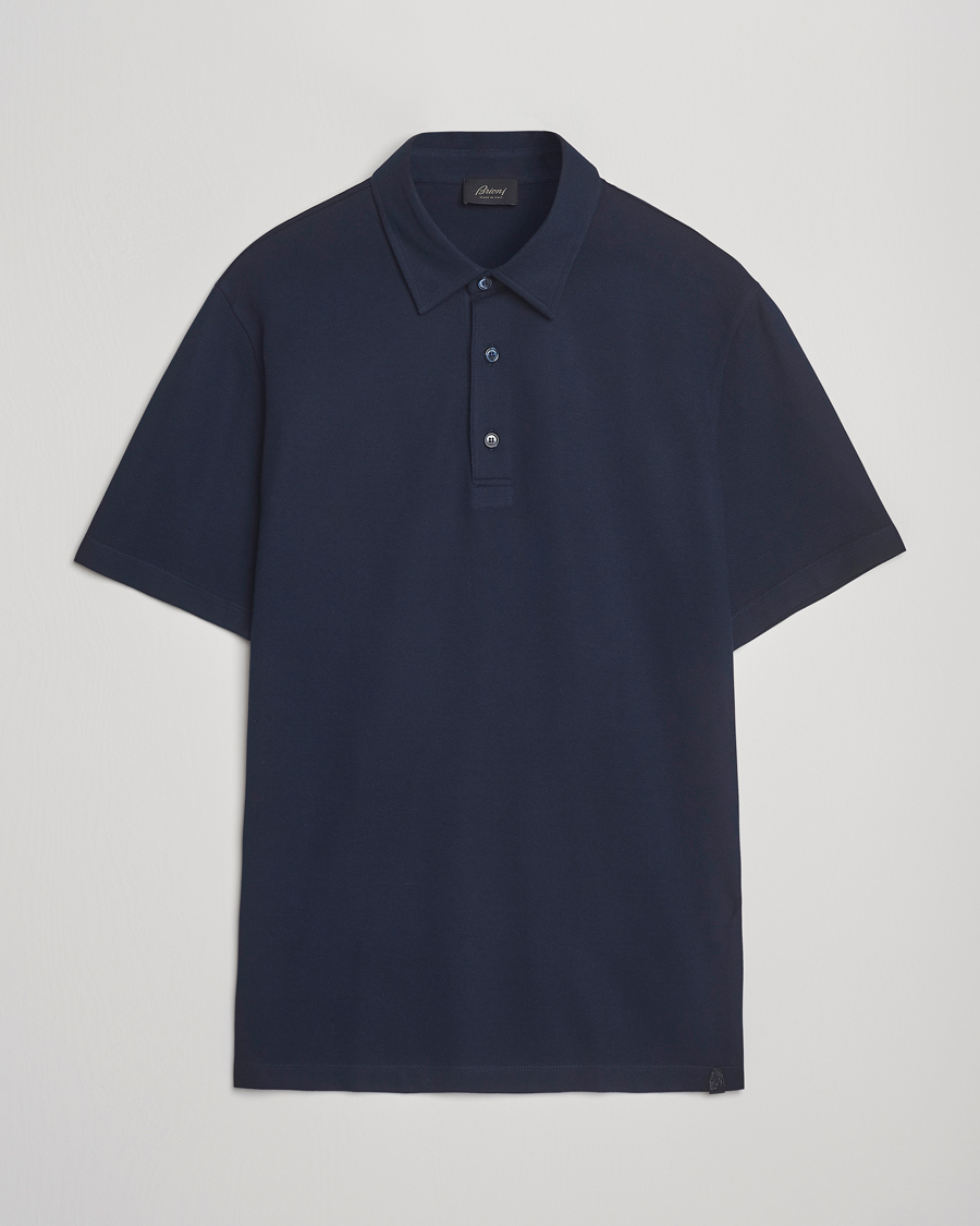 Brioni Short Sleeve Polo Piquet Navy