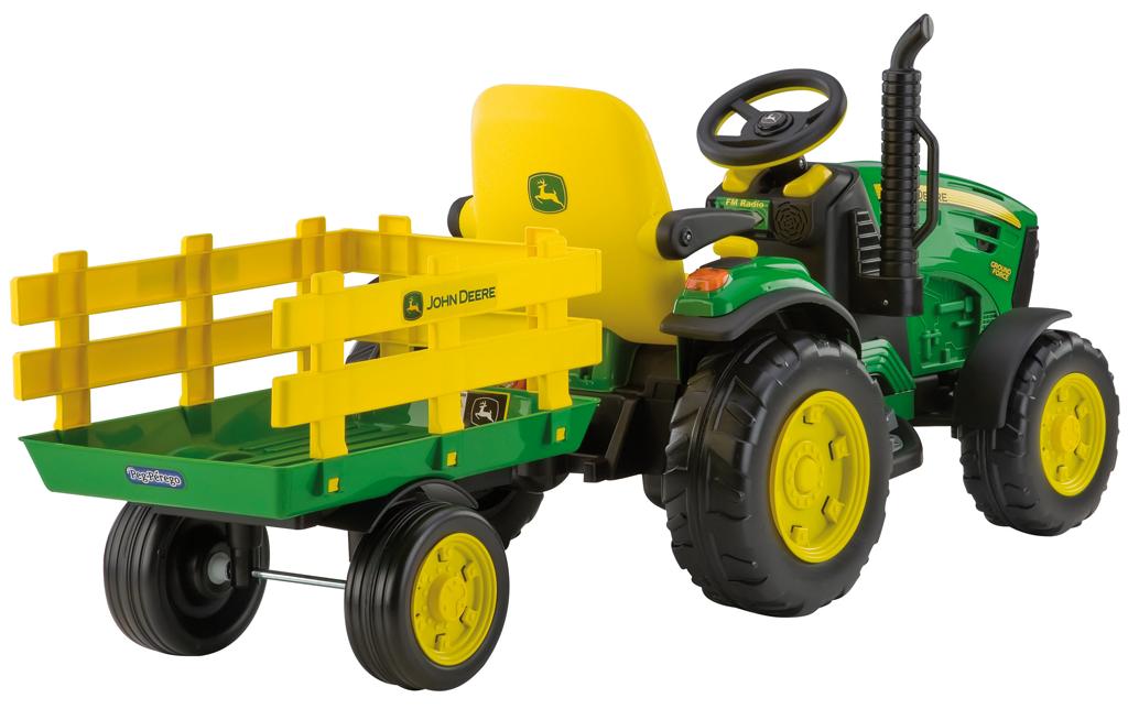 John Deere Ground Force Gelb/Grün<br>Detailgetreuer Kindertraktor mit Anhänger