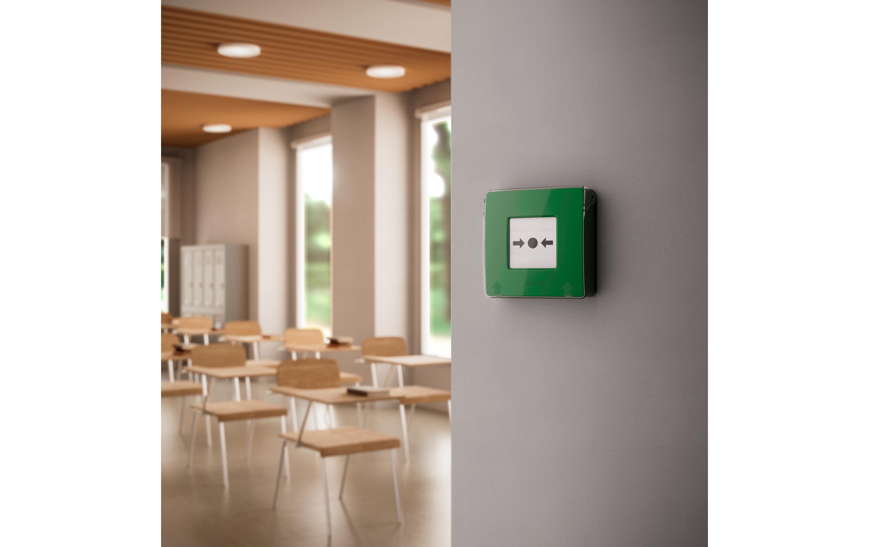 Funk-Taster ManualCallPoint (Green) Jeweller Grün<br>Funk-Druckknopfmelder mit rücksetzbarem Auslöseelement und programmierbaren Szenarien