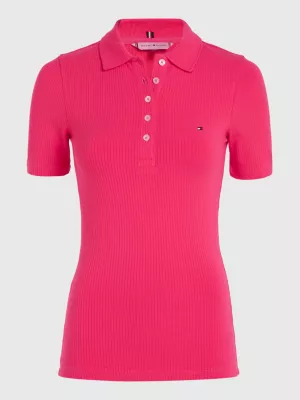 Polo canelado de corte justo