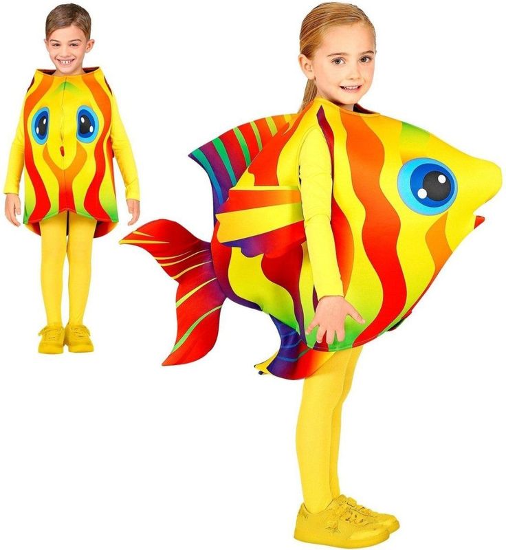 Widmann - Kinderkostuum - Geel - Tropische Vis - Unisex Kinderen - 116-128 cm