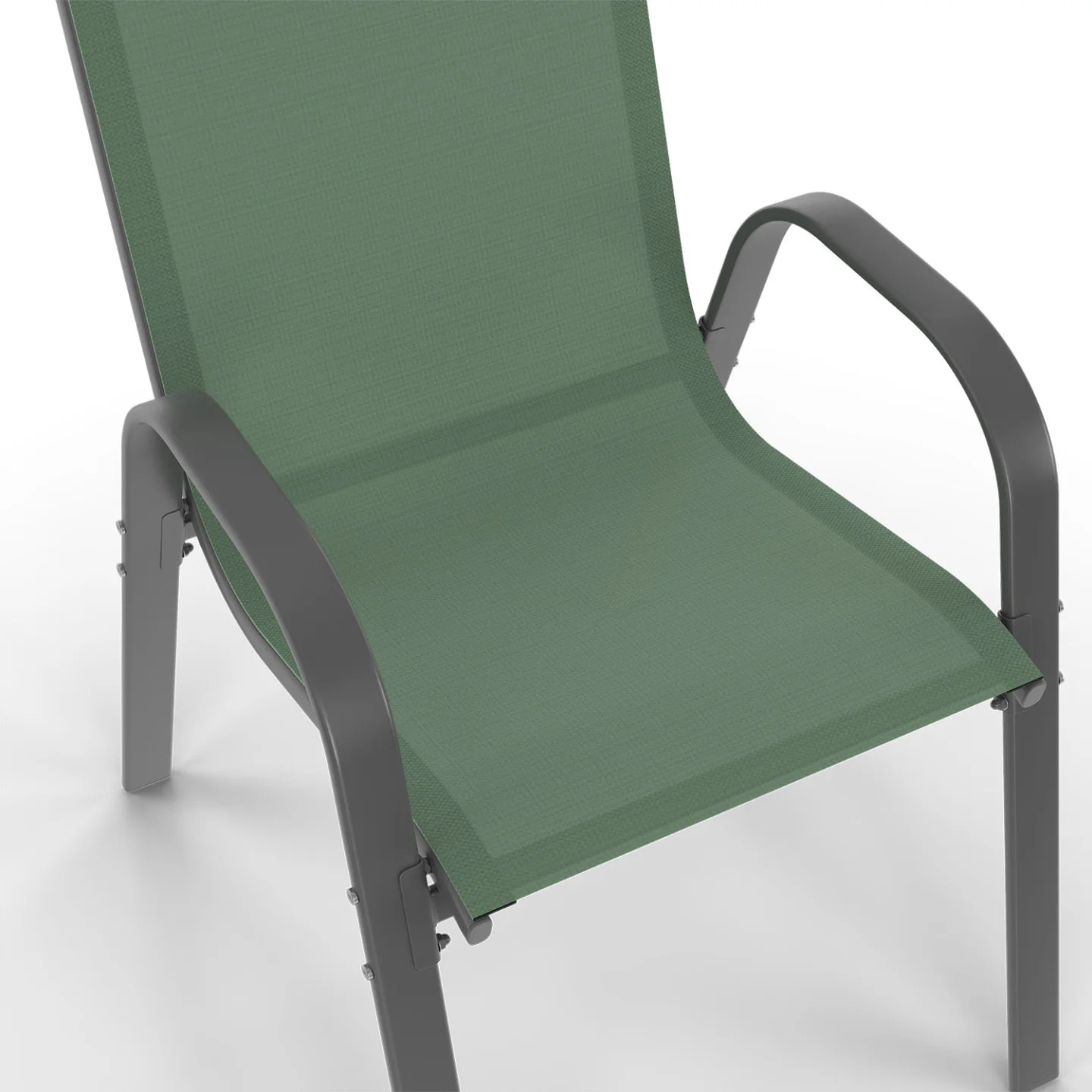 Salon de jardin MADRID table 190 cm et 8 chaises empilables vert olive