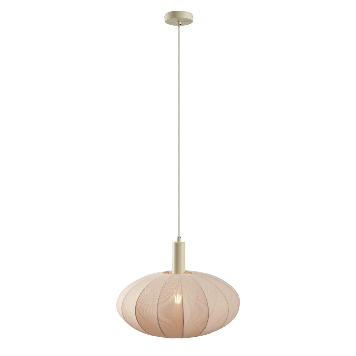 Japandi hanglamp beige met stoffen kap - Bida
